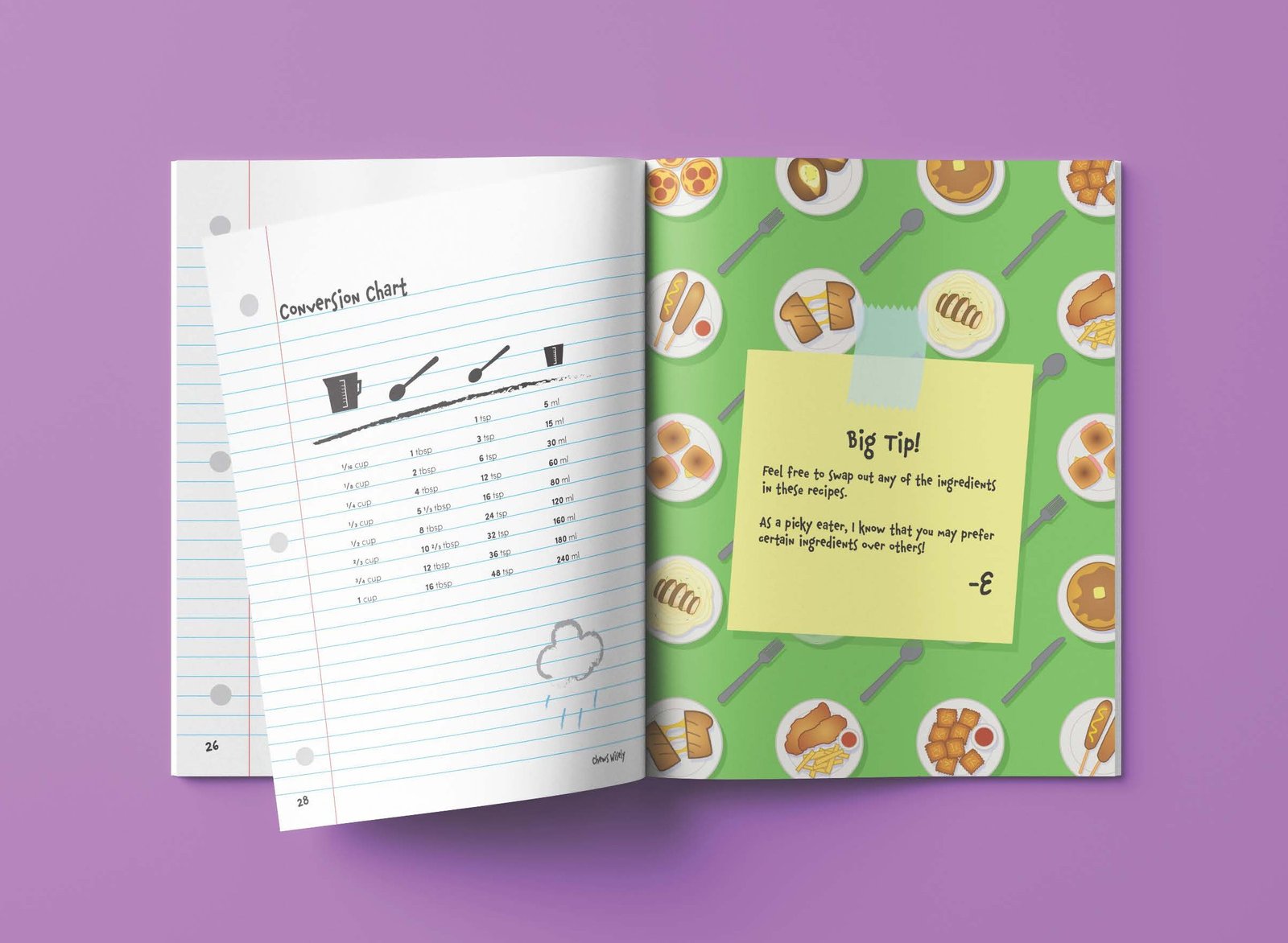 pink square with many words