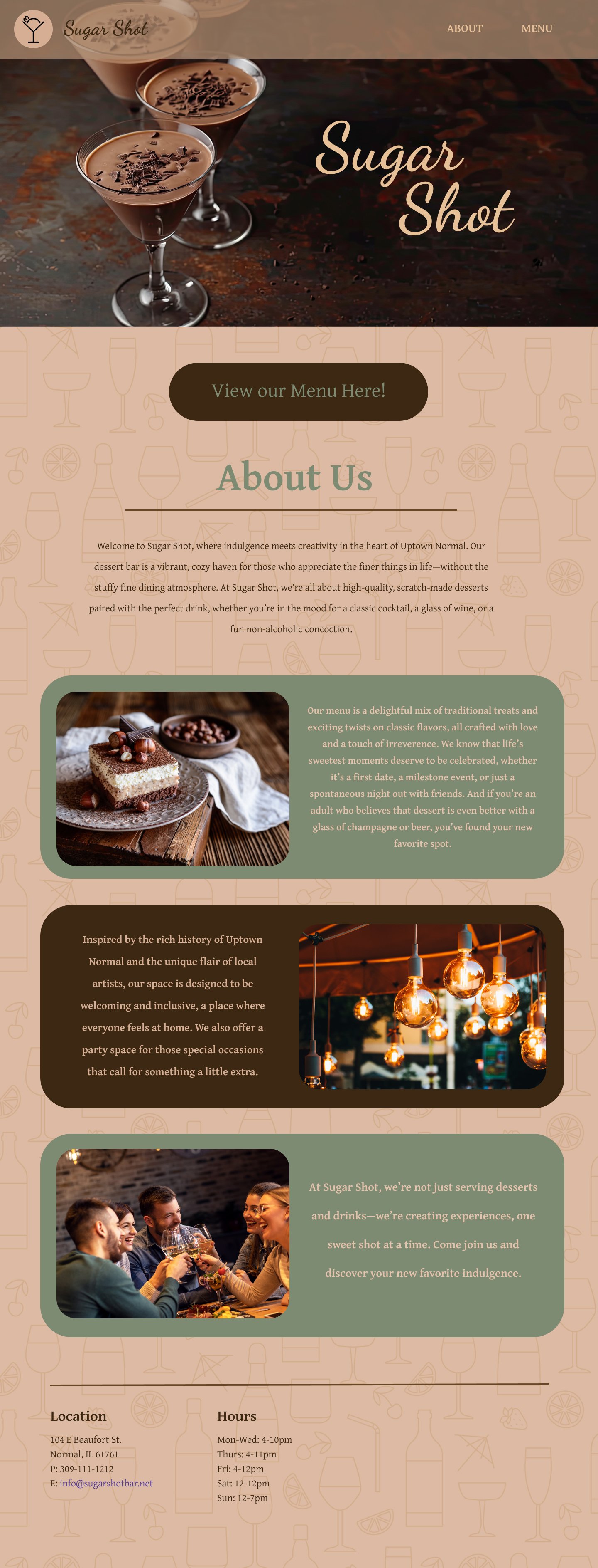 full layout of a restauramt pages with despriptions of the restaurant and contacts